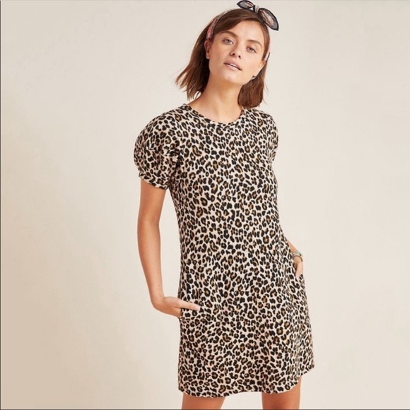 Anthropologie Dresses & Skirts - Anthropologie Jolene Leopard Puff Sleeve Dress